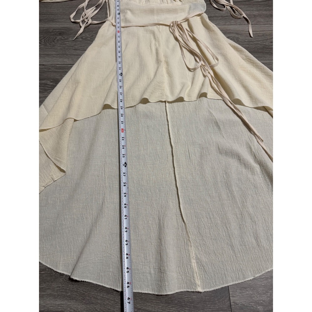 Cottagecore Cream 100% Cotton Dress Size M Gauze High-Low Peasant Renaissan - Picture 8 of 15